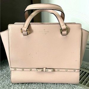 Kate Spade NY small Hadlee Laurel way Jeweled Saffiano Leather Tote Warm Vellum